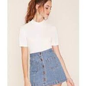 Forever 21 Y2K Mini Denim Skirt Button Up Style Hippie 70's inspired size 26